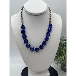 J. Crew Bright Blue Brûlée Faceted Bezel Set Collar Rhinestone Necklace